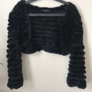 BCBG Maxazria cropped fur shrug